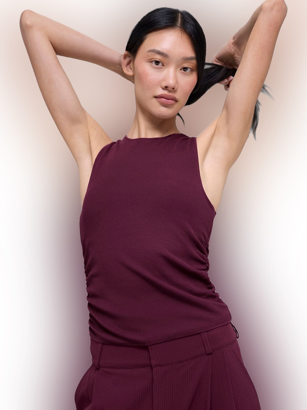 Alo yoga Ribbed En Pointe Tank size small burgundy